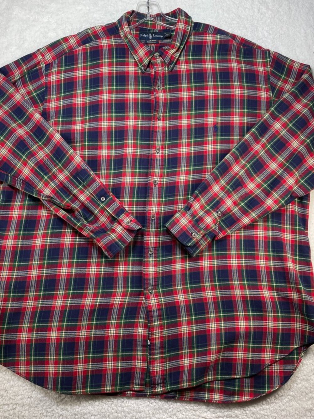 Ralph Lauren Mens Shirt 3XLT TALL Plaid Classic Fit Flannel Red Green Blue